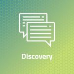 Two chat boxes graphic with text Discovery with green background