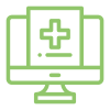 medical documents on a computer green icon