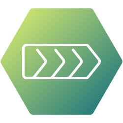 green hexagon shaped forward moving icon